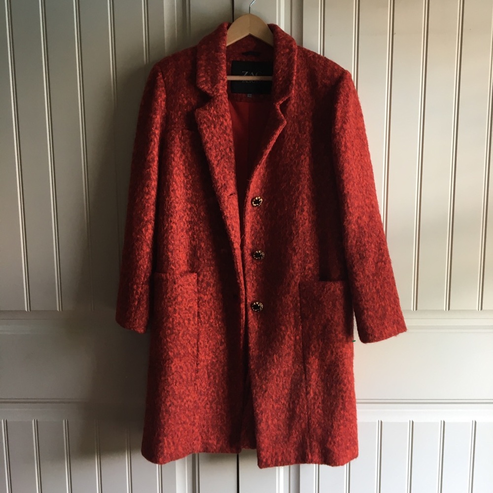 Zac Posen Wool Blend Red Coat